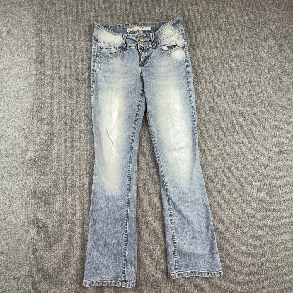 Y2K Grane Jeans Juniors 5 Light Wash Low Rise Curvy Bootcut Embroidered Denim